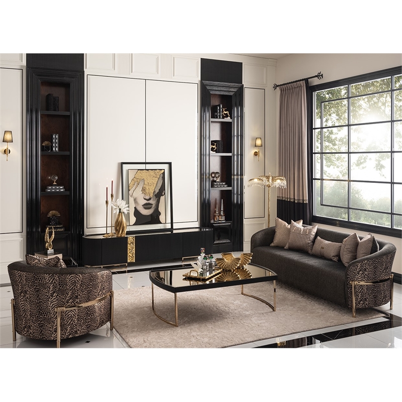 MICHAEL AMINI Lisbon Engineered Wood Cocktail Table in Silken Matte Black