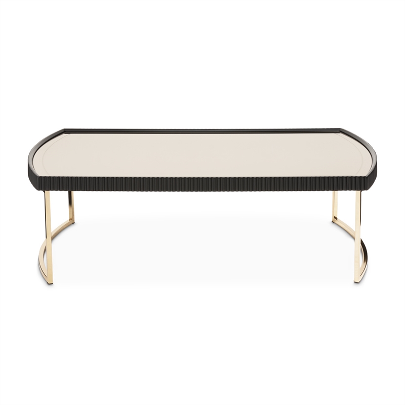 MICHAEL AMINI Lisbon Engineered Wood Cocktail Table in Silken Matte Black
