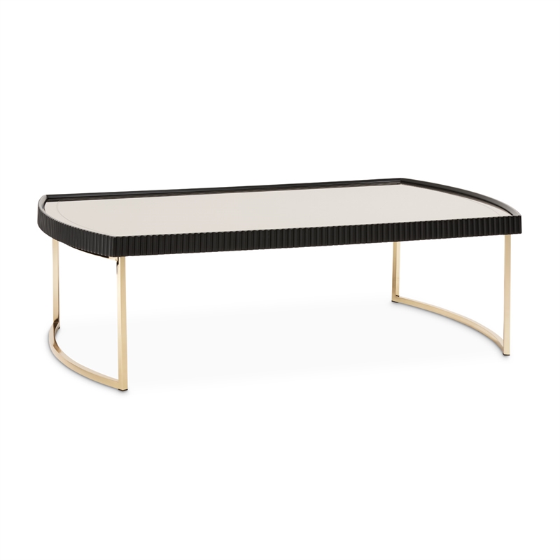 MICHAEL AMINI Lisbon Engineered Wood Cocktail Table in Silken Matte Black