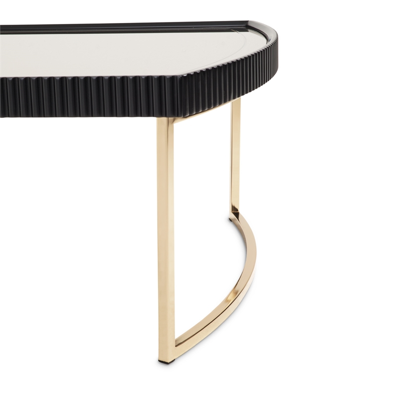 MICHAEL AMINI Lisbon Engineered Wood Cocktail Table in Silken Matte Black