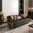MICHAEL AMINI Lisbon Upholstered Chenille & Metal Sofa in Onyx and Gold