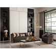 MICHAEL AMINI Lisbon Upholstered Chenille & Metal Sofa in Onyx and Gold