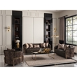 MICHAEL AMINI Lisbon Upholstered Chenille & Metal Sofa in Onyx and Gold