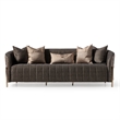MICHAEL AMINI Lisbon Upholstered Chenille & Metal Sofa in Onyx and Gold