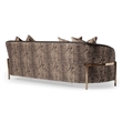 MICHAEL AMINI Lisbon Upholstered Chenille & Metal Sofa in Onyx and Gold