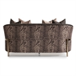 MICHAEL AMINI Lisbon Upholstered Chenille & Metal Loveseat in Onyx and Gold