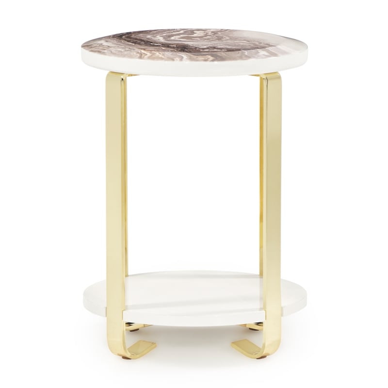 Michael Amini Ariana Chairside Table - Gold