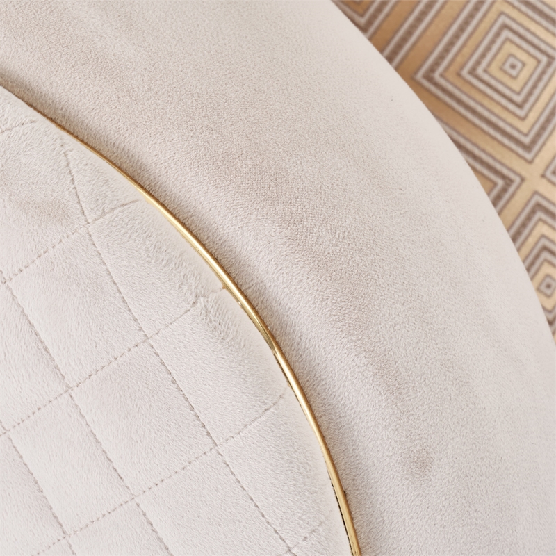 MICHAEL AMINI Ariana Upholstered Velvet Sofa in Beige and Gold