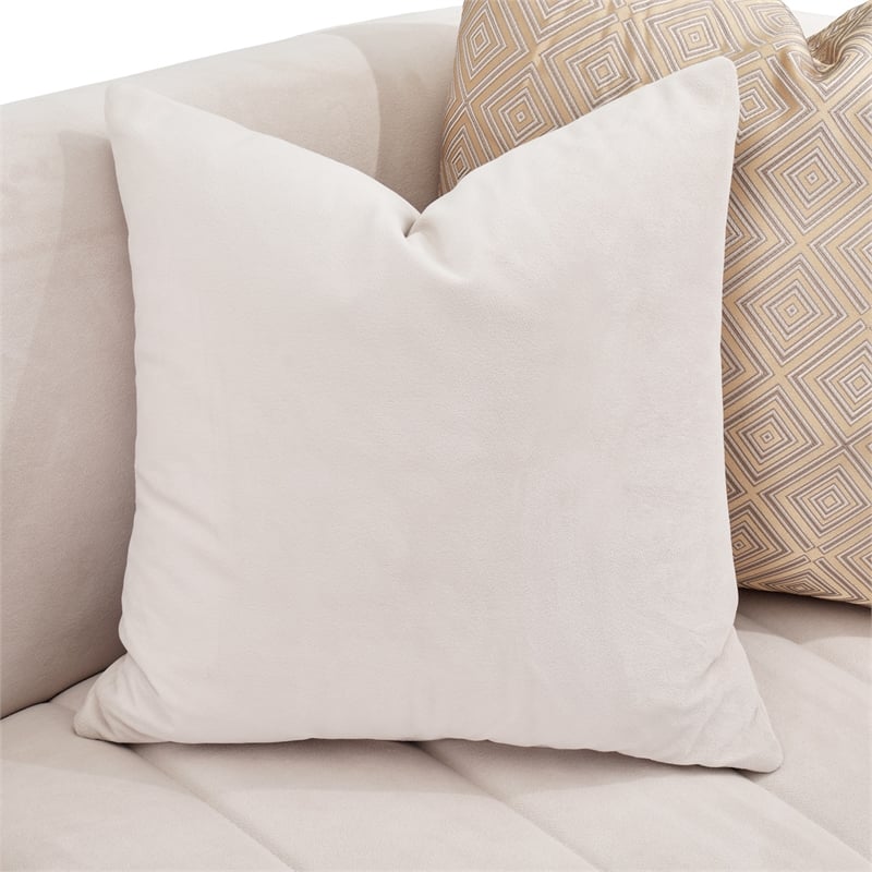 MICHAEL AMINI Ariana Upholstered Velvet Sofa in Beige and Gold