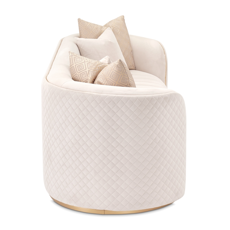 MICHAEL AMINI Ariana Upholstered Velvet Sofa in Beige and Gold
