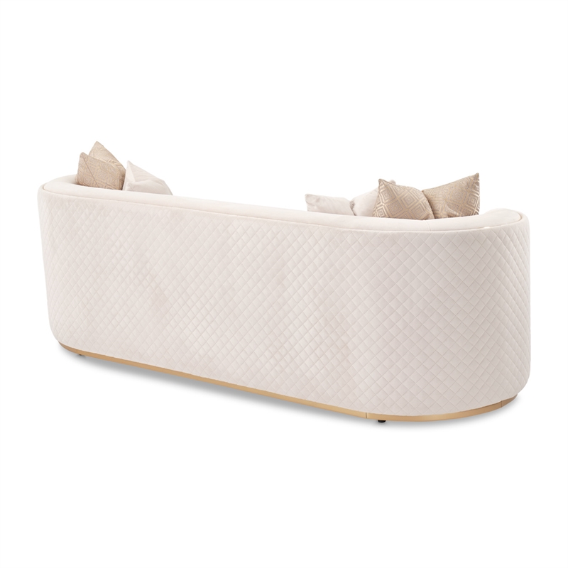 MICHAEL AMINI Ariana Upholstered Velvet Sofa in Beige and Gold