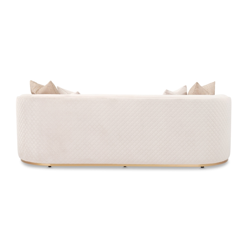 MICHAEL AMINI Ariana Upholstered Velvet Sofa in Beige and Gold