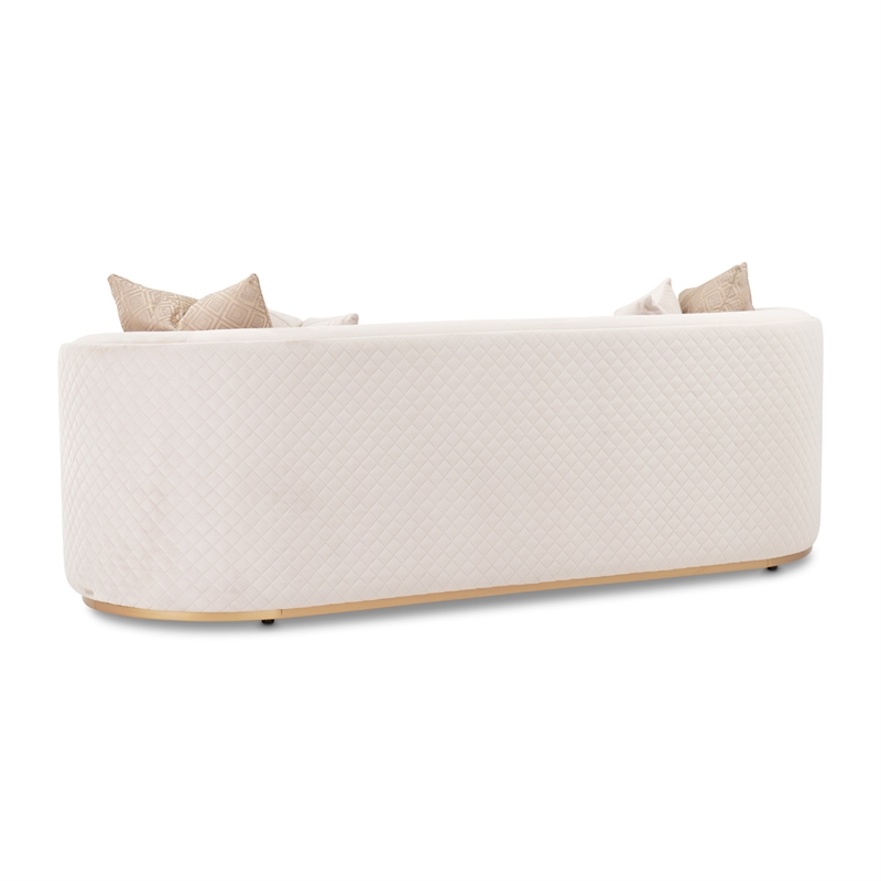 MICHAEL AMINI Ariana Upholstered Velvet Sofa in Beige and Gold