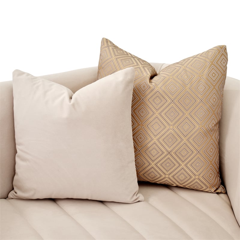 Ariana Velvet Loveseat in Beige and Gold