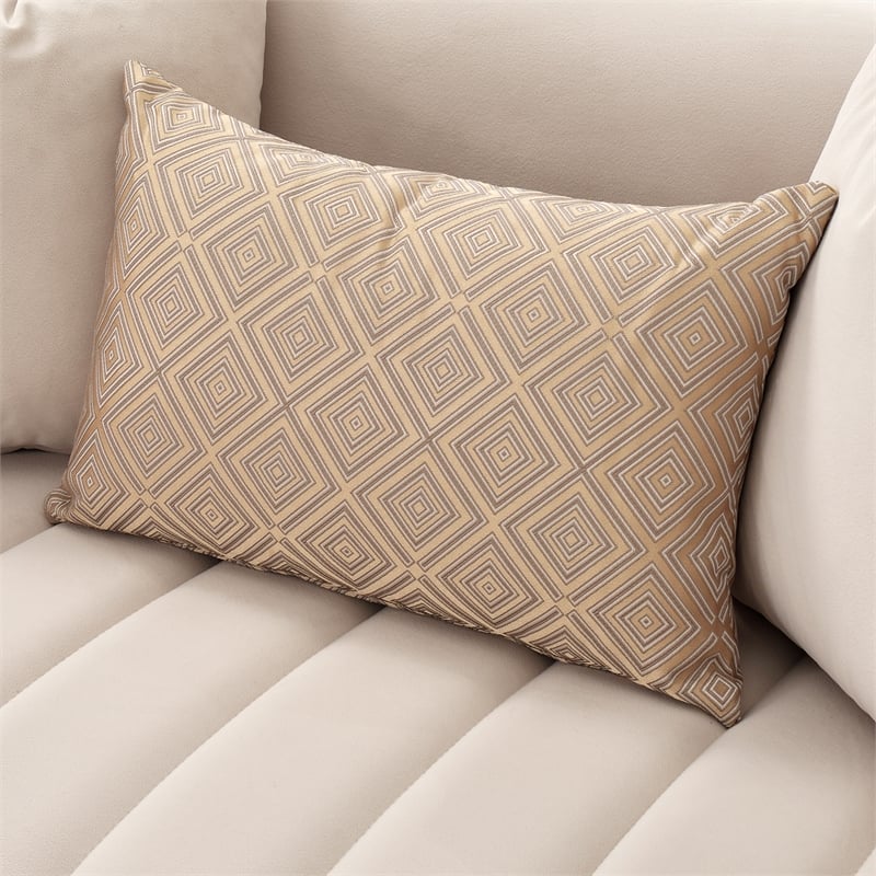 Ariana Velvet Loveseat in Beige and Gold