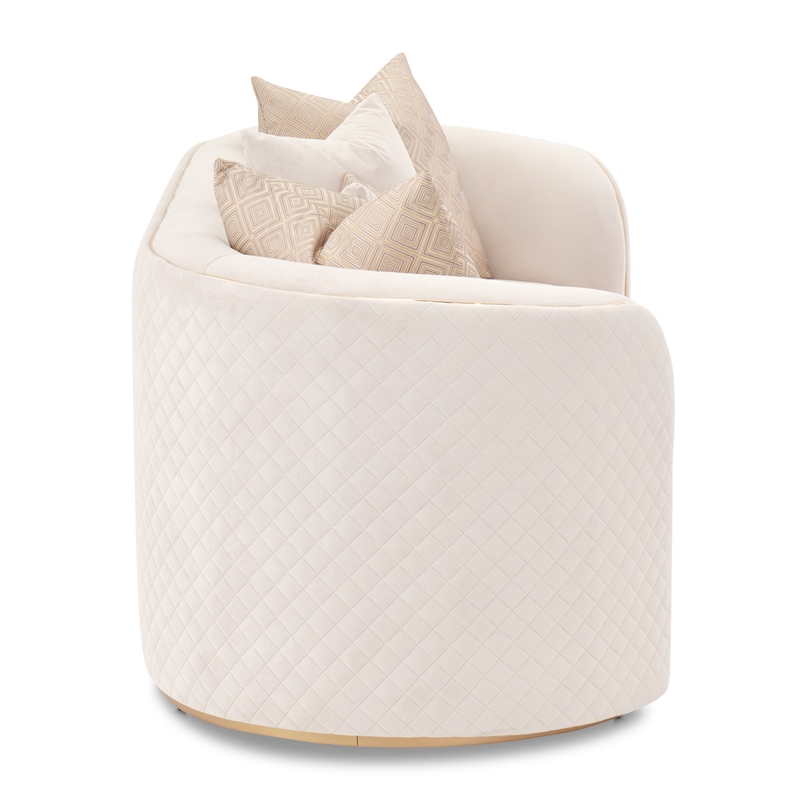 Ariana Velvet Loveseat in Beige and Gold