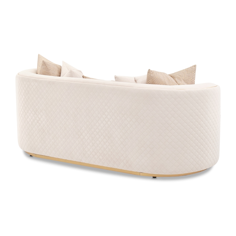Ariana Velvet Loveseat in Beige and Gold