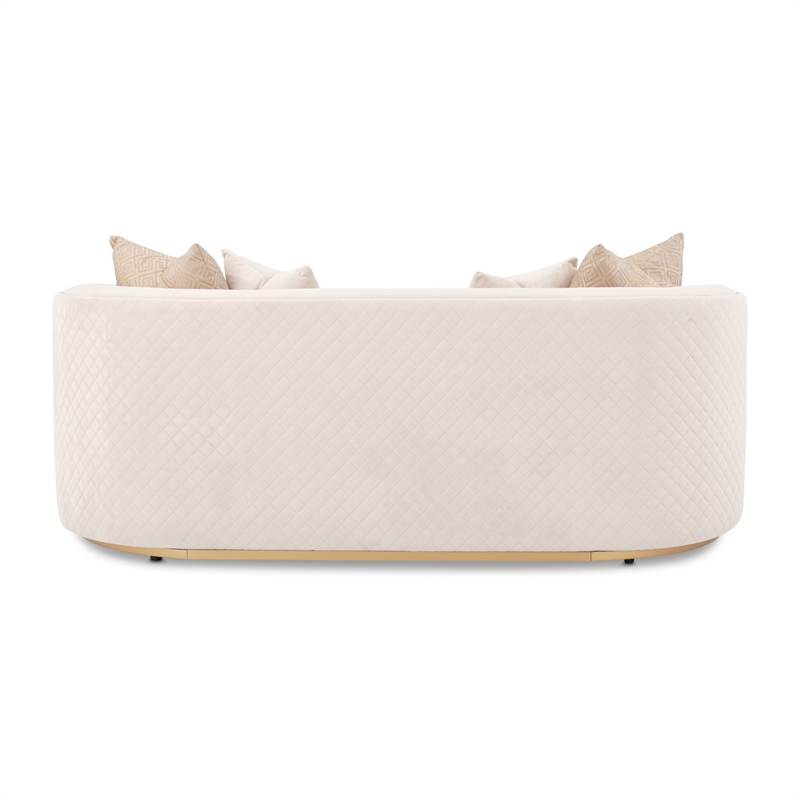 Ariana Velvet Loveseat in Beige and Gold