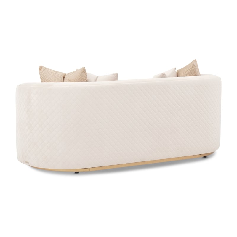 Ariana Velvet Loveseat in Beige and Gold