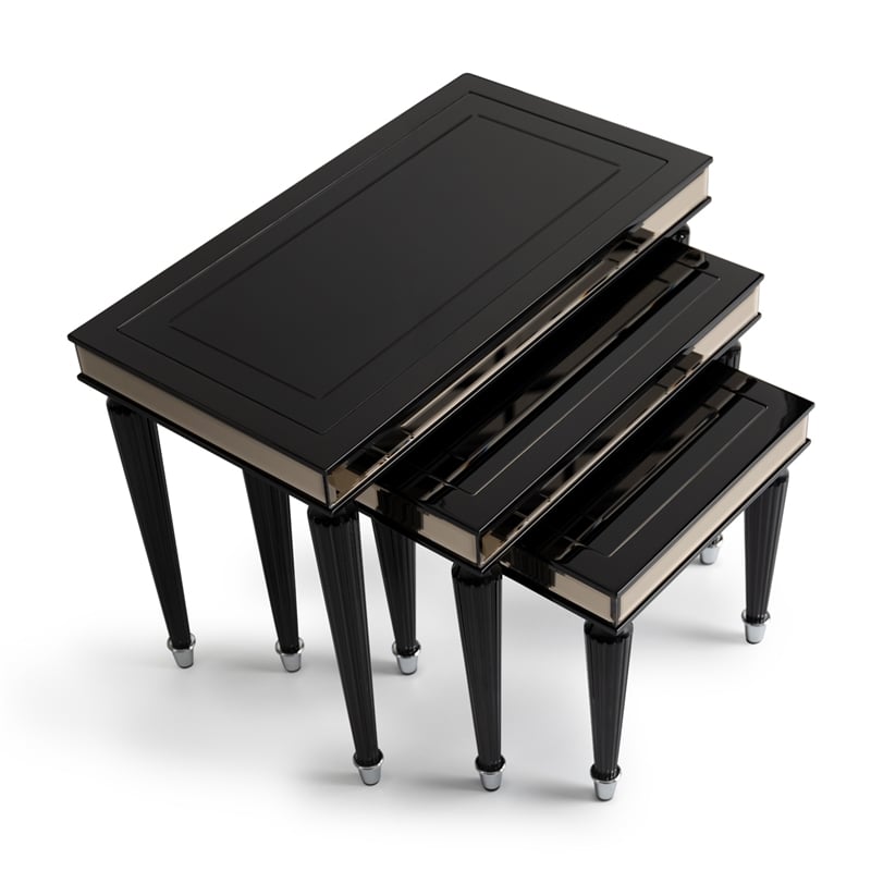 Michael Amini La Francaise Nesting Tables - Set of 3 - Black Ice