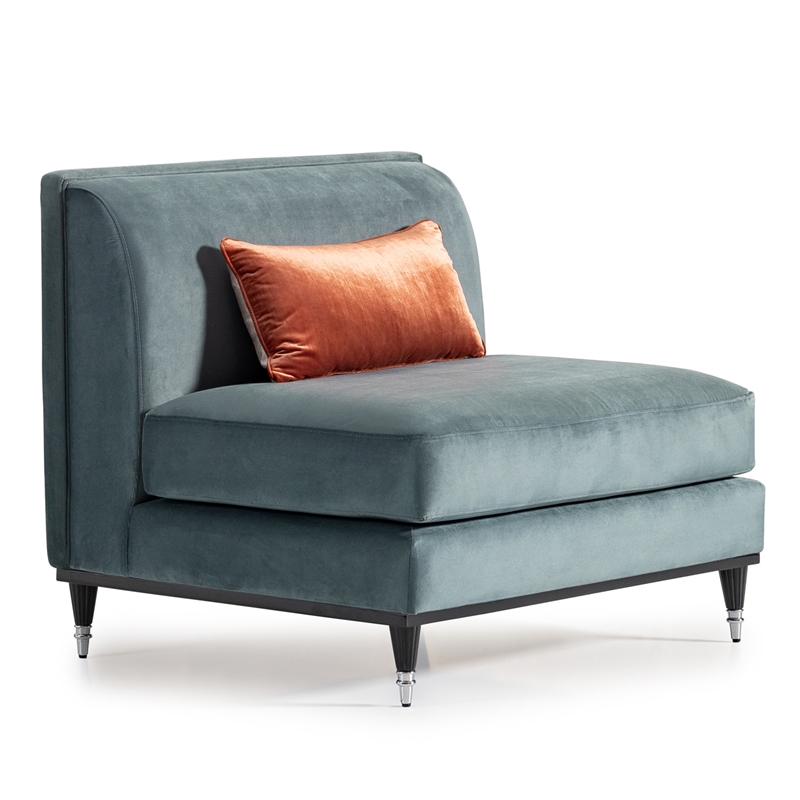 Michael Amini La Francaise Armless Velvet Accent Chair - Azure/Black