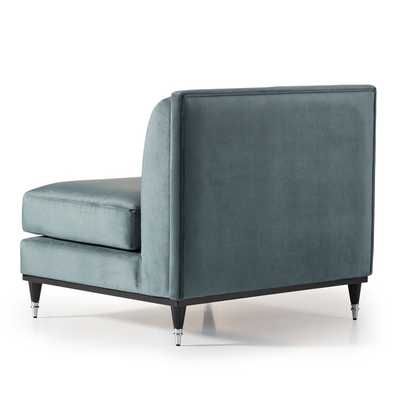 Michael Amini La Francaise Armless Velvet Accent Chair - Azure/Black