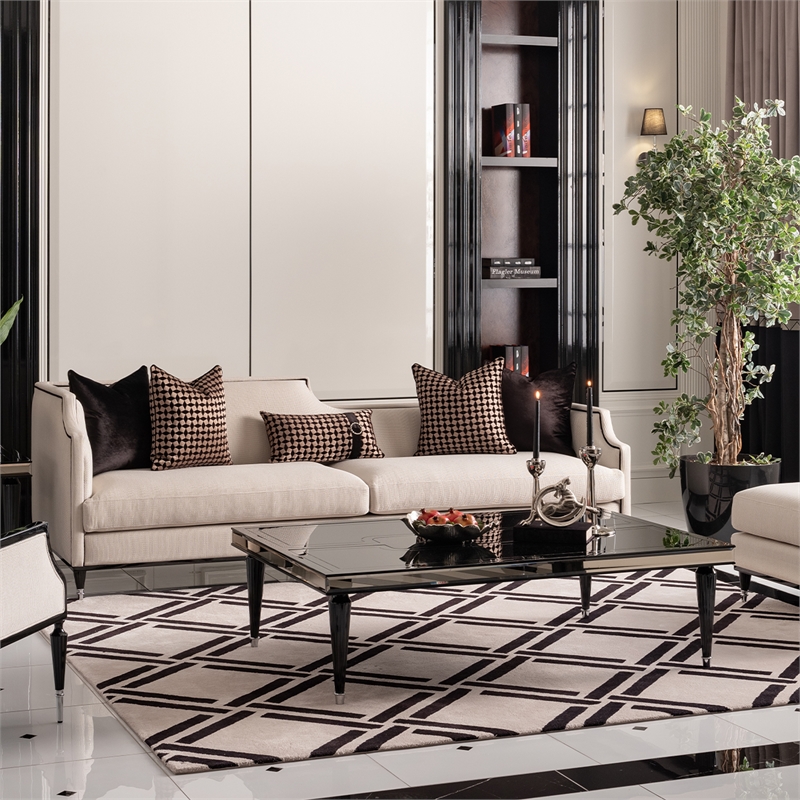Michael Amini La Francaise Mansion Sofa - Cafe au Lait/Black