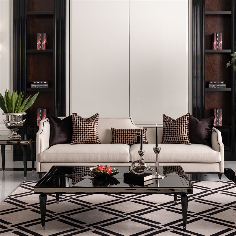 Michael Amini La Francaise Mansion Sofa - Cafe au Lait/Black