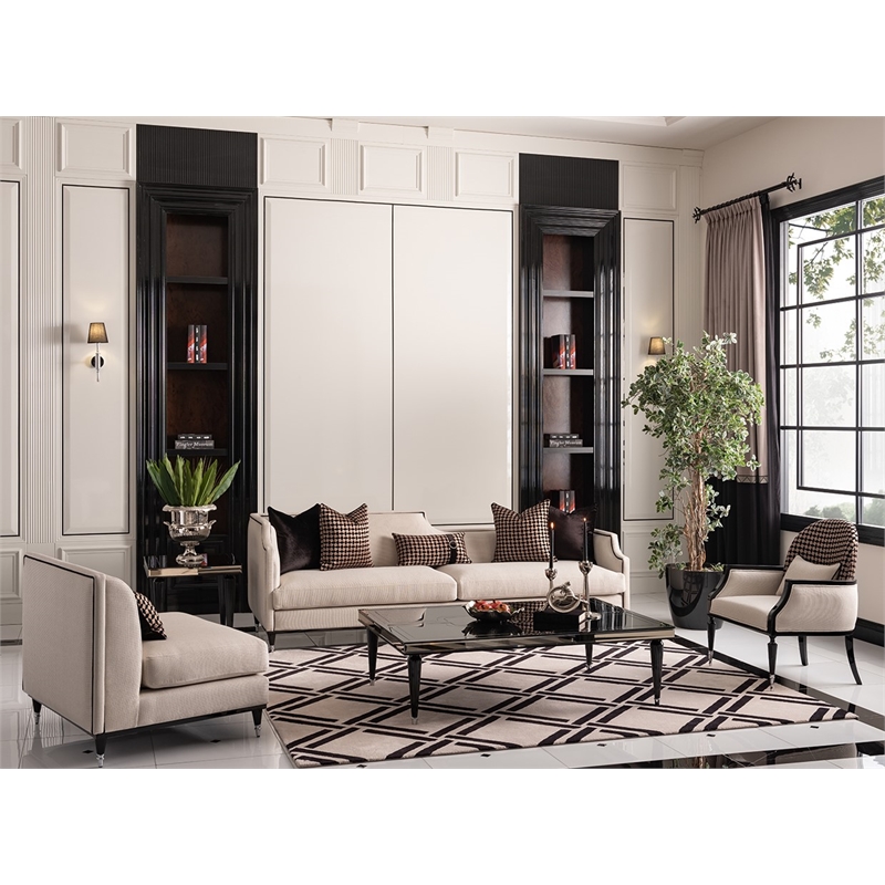 Michael Amini La Francaise Mansion Sofa - Cafe au Lait/Black