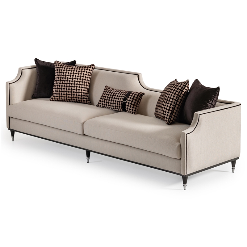 Michael Amini La Francaise Mansion Sofa - Cafe au Lait/Black
