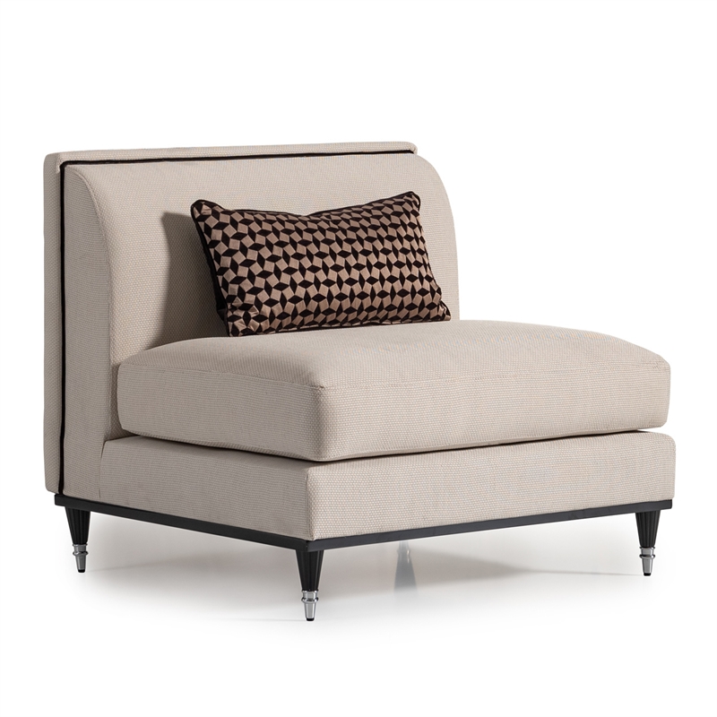 Michael Amini La Francaise Armless Accent Chair - Cafe au Lait/Black