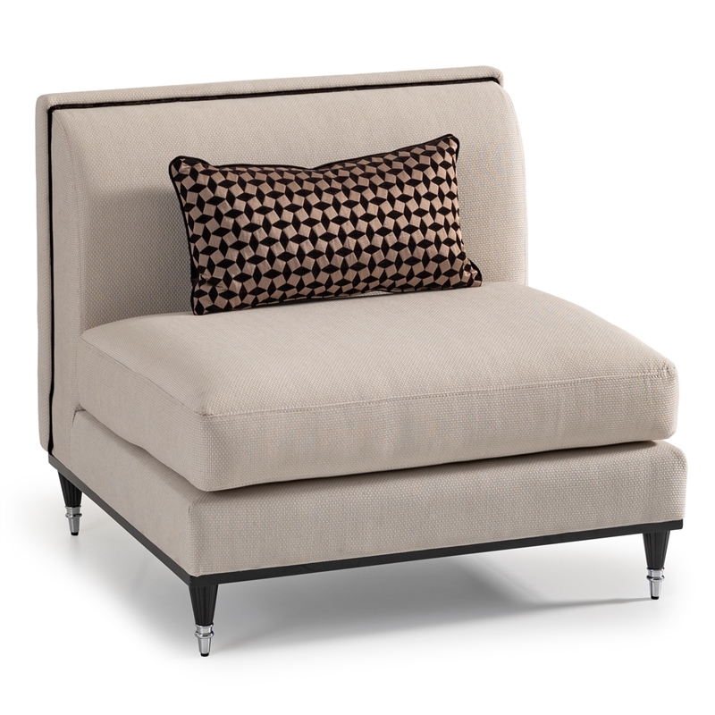 Michael Amini La Francaise Armless Accent Chair - Cafe au Lait/Black