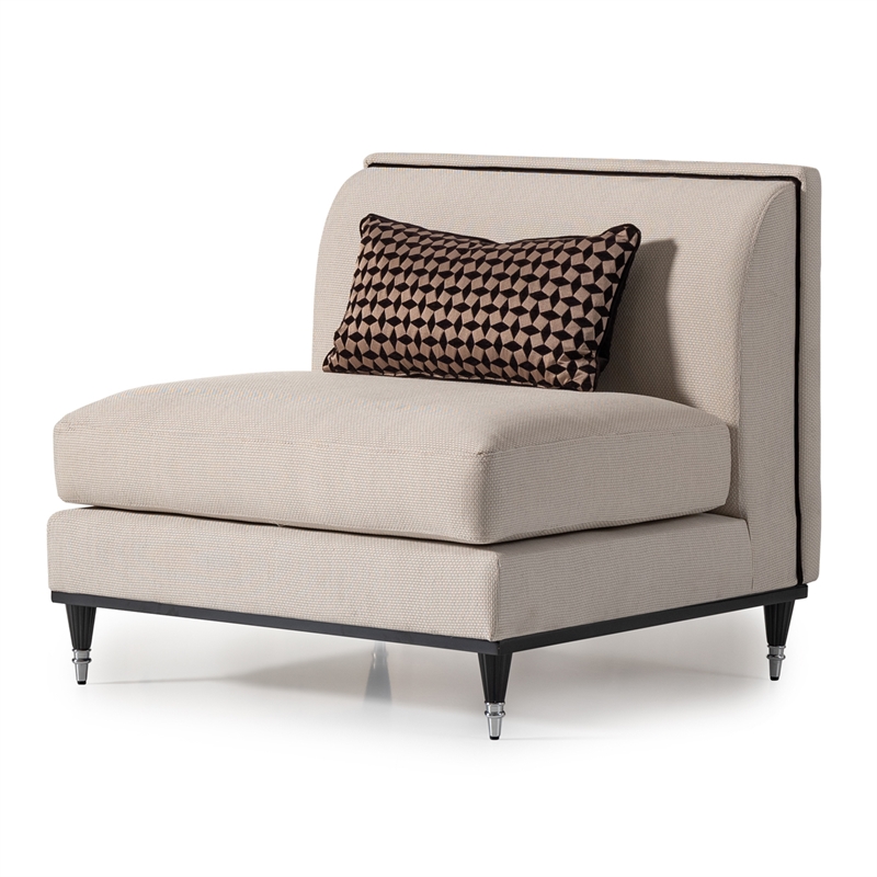 Michael Amini La Francaise Armless Accent Chair - Cafe au Lait/Black