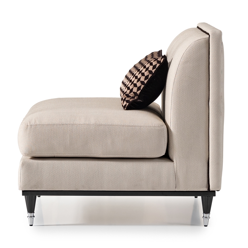 Michael Amini La Francaise Armless Accent Chair - Cafe au Lait/Black