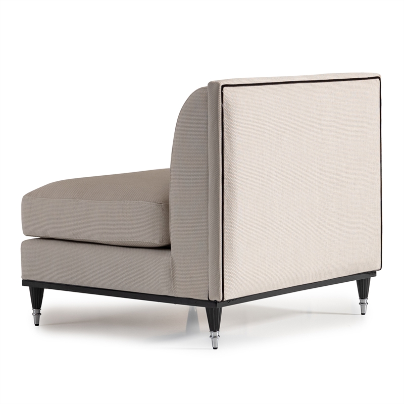 Michael Amini La Francaise Armless Accent Chair - Cafe au Lait/Black