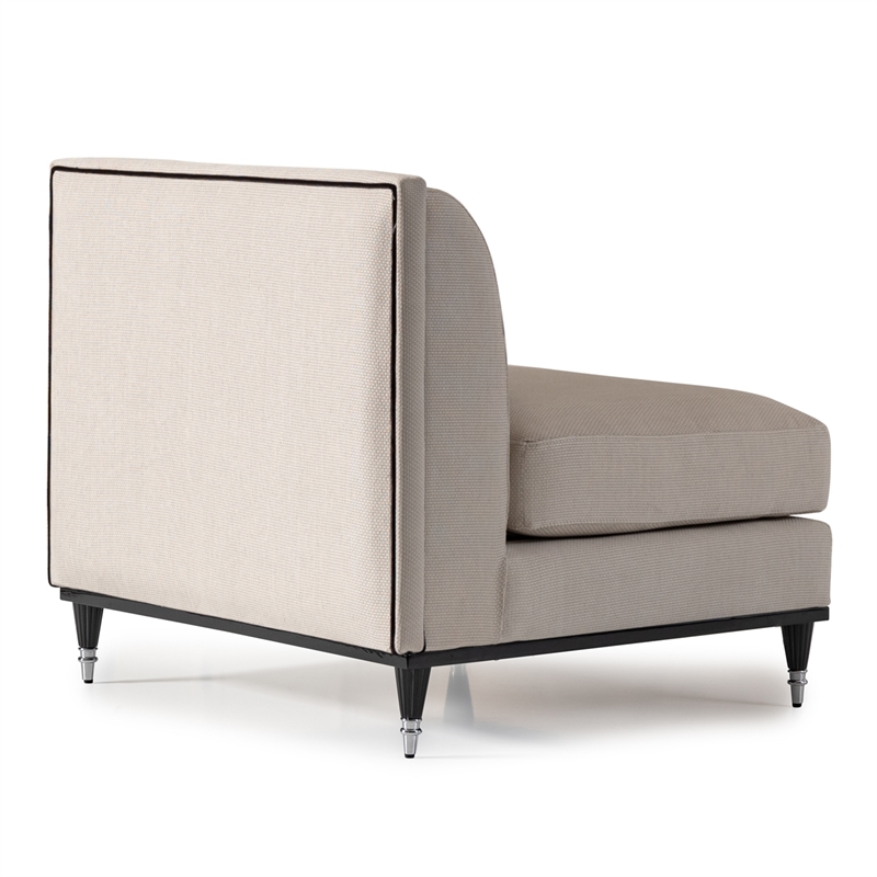 Michael Amini La Francaise Armless Accent Chair - Cafe au Lait/Black