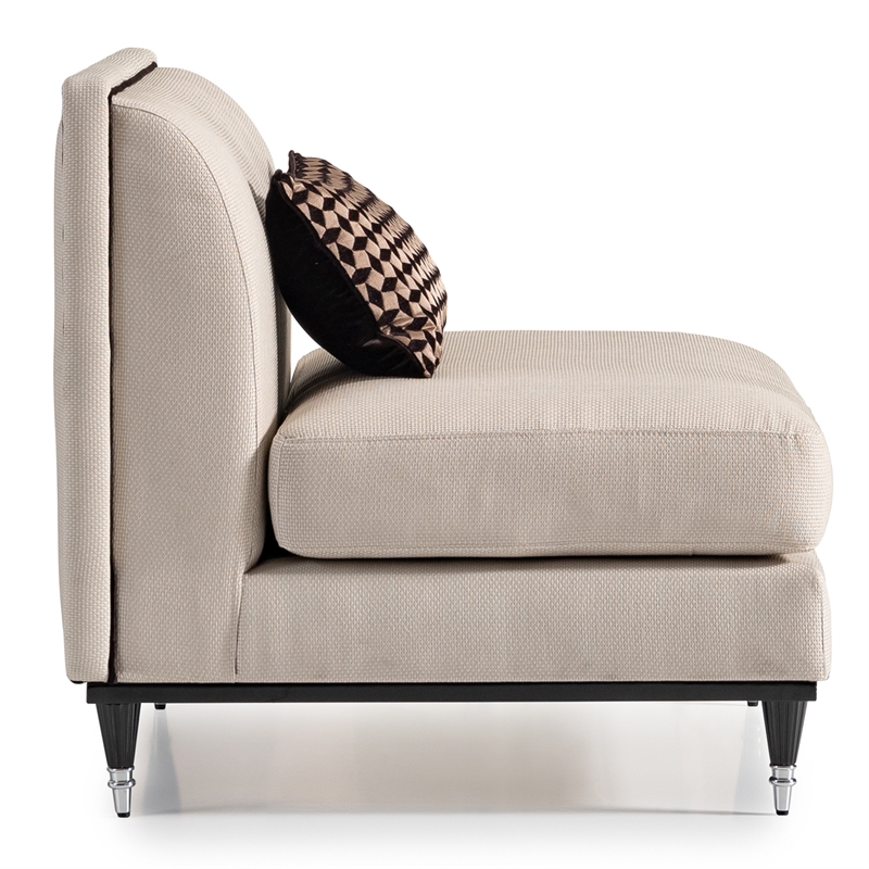 Michael Amini La Francaise Armless Accent Chair - Cafe au Lait/Black