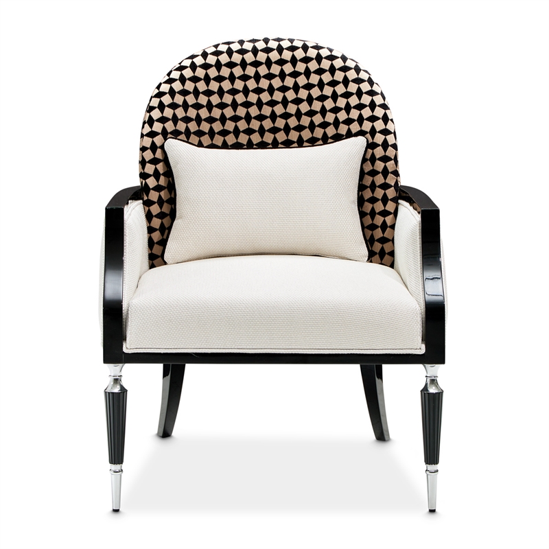 Michael Amini La Francaise Chenille Accent Chair - Cafe au Lait/Black