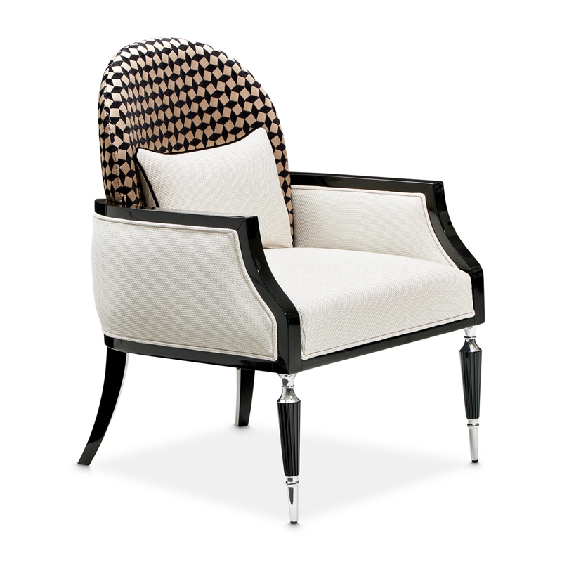 Michael Amini La Francaise Chenille Accent Chair - Cafe au Lait/Black