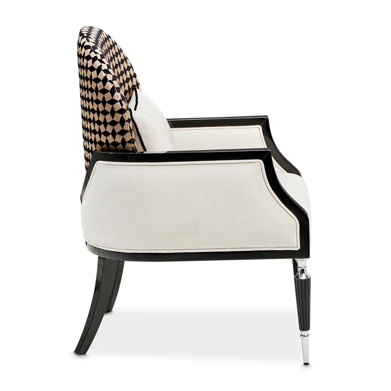 Michael Amini La Francaise Chenille Accent Chair - Cafe au Lait/Black