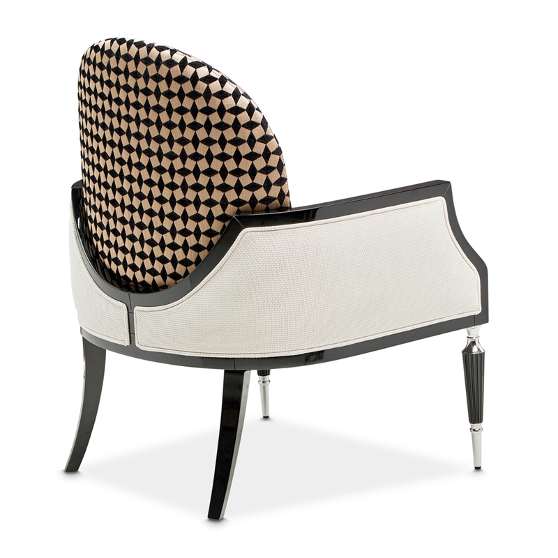 Michael Amini La Francaise Chenille Accent Chair - Cafe au Lait/Black