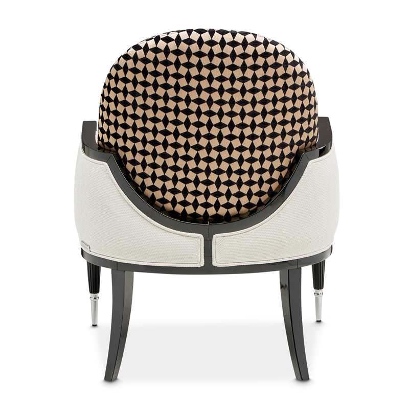 Michael Amini La Francaise Chenille Accent Chair - Cafe au Lait/Black