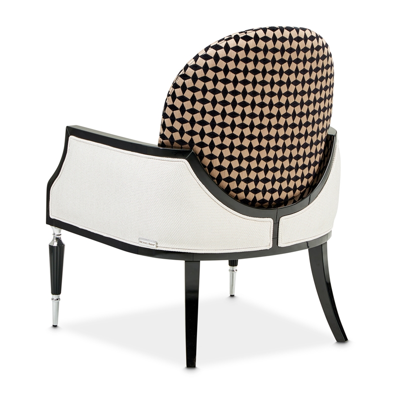 Michael Amini La Francaise Chenille Accent Chair - Cafe au Lait/Black
