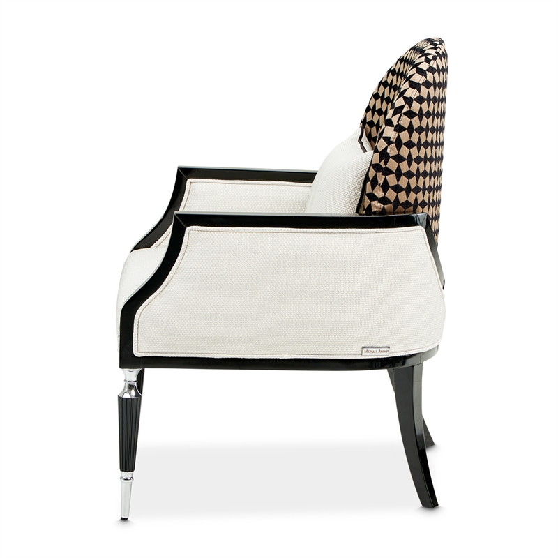 Michael Amini La Francaise Chenille Accent Chair - Cafe au Lait/Black