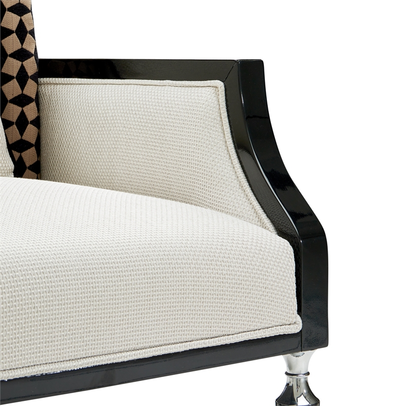 Michael Amini La Francaise Chenille Accent Chair - Cafe au Lait/Black