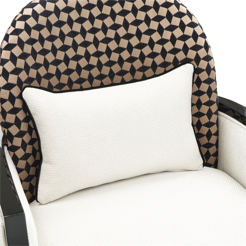 Michael Amini La Francaise Chenille Accent Chair - Cafe au Lait/Black