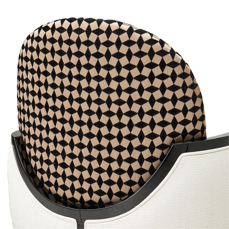 Michael Amini La Francaise Chenille Accent Chair - Cafe au Lait/Black