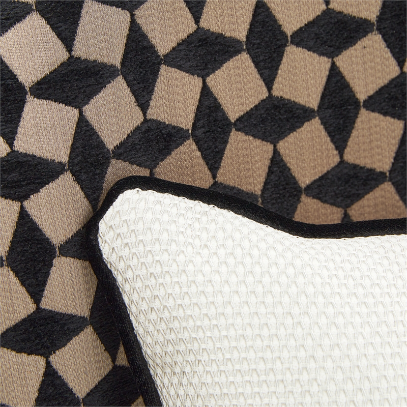 Michael Amini La Francaise Chenille Accent Chair - Cafe au Lait/Black