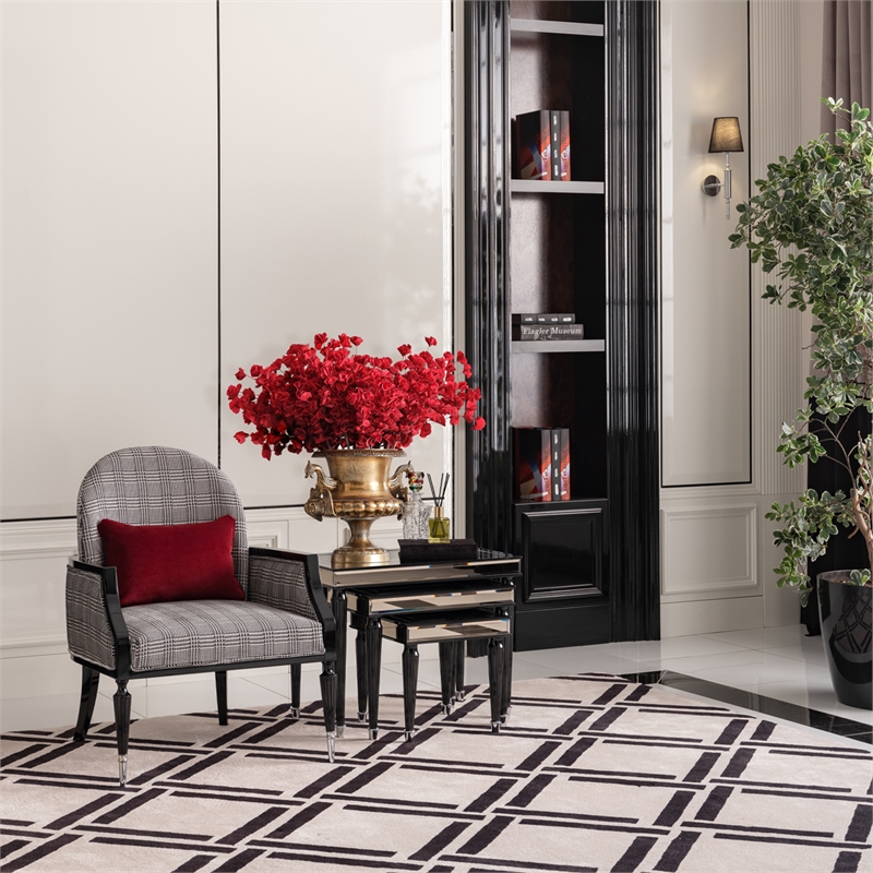 Michael Amini La Francaise Velvet Accent Chair - Domino/Black