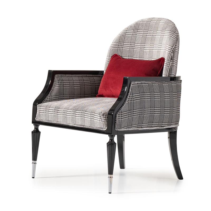 Michael Amini La Francaise Velvet Accent Chair - Domino/Black